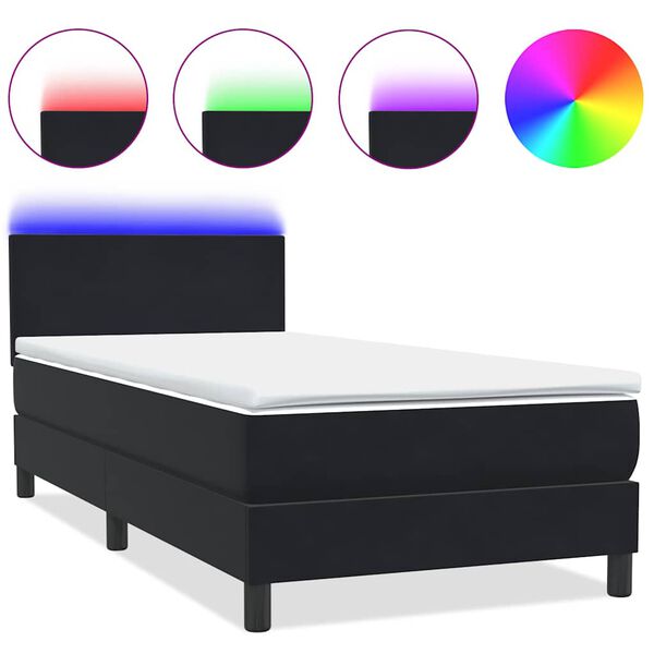 vidaXL Box Spring Posteľ s matracom a LED Čierna 100x220 cm Zamat