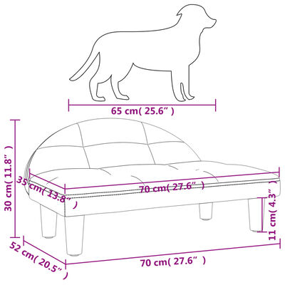 vidaXL Posteľ pre psa sivá 70x52x30 cm látka