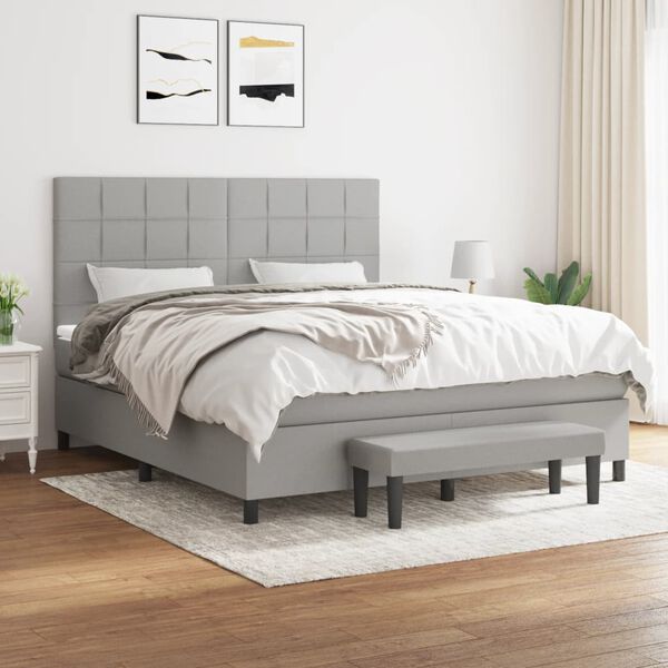 vidaXL Boxspring posteľ s matracom svetlosiv&aacute; 100x200 cm l&aacute;tka
