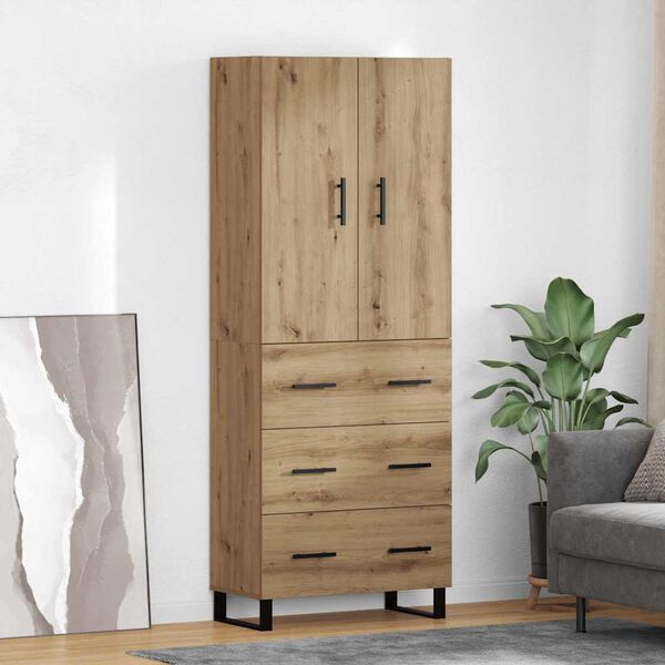 vidaXL Highboard so z&aacute;suvkou 2 pcs Remeseln&yacute; dub 69,5 x 34 x 180 cm