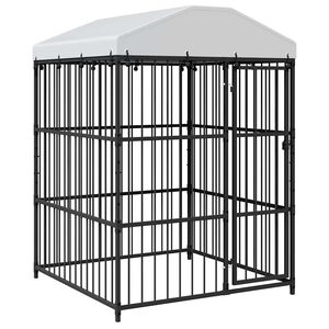 vidaXL Vonkaj&scaron;ia voli&eacute;ra pre psy so strechou 150x150x210 cm