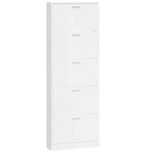 vidaXL Botn&iacute;k leskl&yacute; biely 59x17x169 cm spracovan&eacute; drevo
