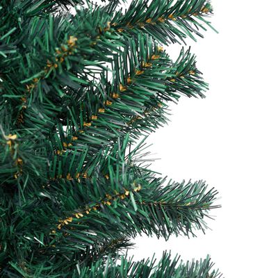 vidaXL Úzky osvetlený umelý vianočný stromček s guľami, zelený 120 cm