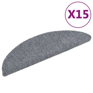 vidaXL Schodov&eacute; rohože, samolepiace, 15 ks, 56x17x3 cm, svetlosiv&eacute;, polkruhov&eacute;