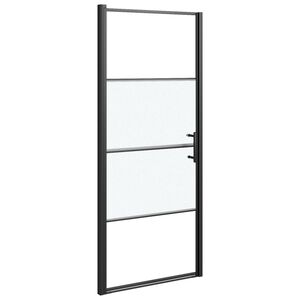 vidaXL Sprchov&eacute; dvere 81x195 cm polopriehľadn&eacute; tvrden&eacute; sklo čierne