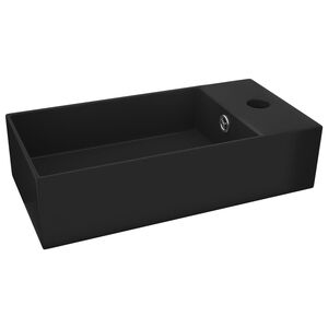 vidaXL Um&yacute;vadlo s prepadom, keramika, matn&eacute; čierne