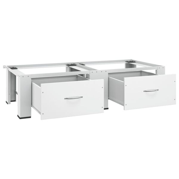 vidaXL Dvojit&yacute; podstavec pod pr&aacute;čku a su&scaron;ičku so z&aacute;suvkami, biely