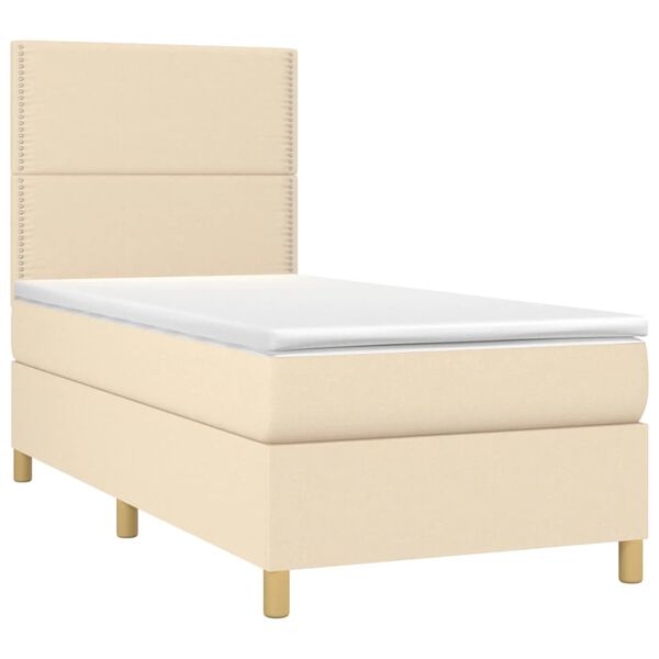 vidaXL Posteľn&yacute; r&aacute;m boxspring s matracom kr&eacute;mov&yacute; 90x190 cm l&aacute;tka