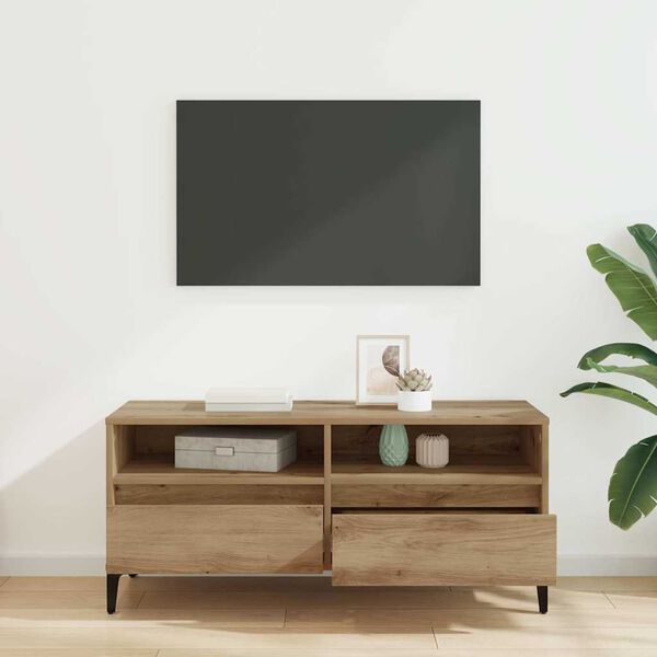vidaXL TV skrinka so z&aacute;suvkou Remeseln&yacute; dub 100 x 34,5 x 44,5 cm