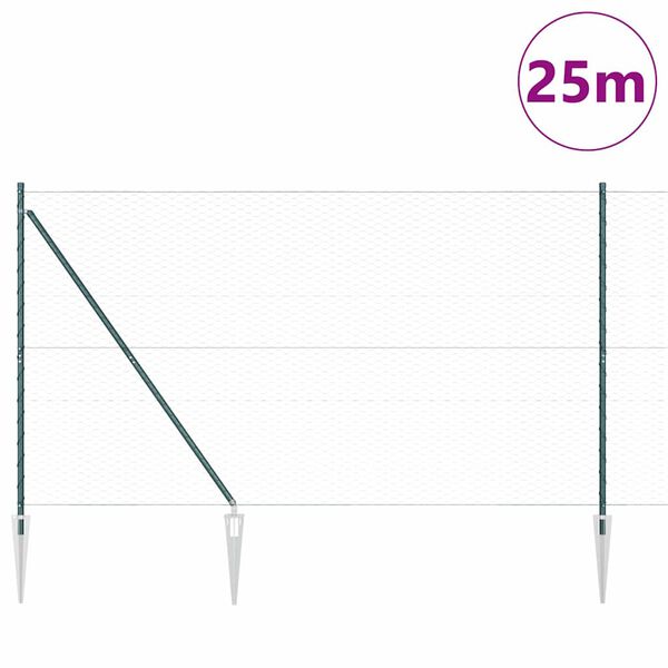 vidaXL Stĺp na plot. Zelená 25 x 1,6 m (36 mm sieťka) Ocel a PVC