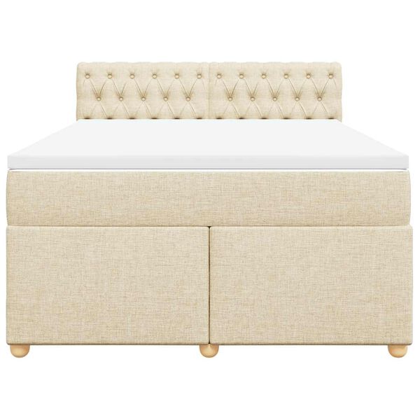 vidaXL Boxspring posteľ s matracom kr&eacute;mov&yacute; 140x190 cm l&aacute;tka