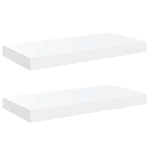 vidaXL Pl&aacute;vaj&uacute;ce n&aacute;stenn&eacute; police 2 ks, leskl&eacute; biele 50x23x3,8 cm, MDF