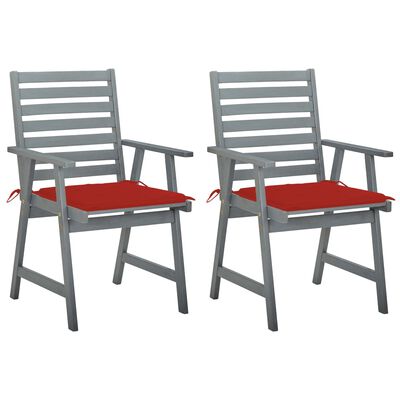 vidaXL Záhradné jedálenské stoličky s vankúšmi 2 ks akáciový masív