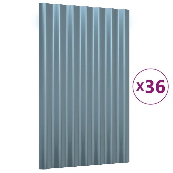 vidaXL Stre&scaron;n&eacute; panely 36 ks pozinkovan&aacute; oceľ siv&aacute; 60x36 cm