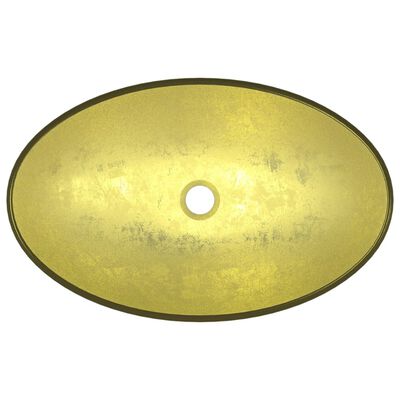 vidaXL Umývadlo tvrdené sklo 54,5x35x15,5 cm zlaté