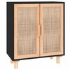 vidaXL Komoda čierna 60x30x70 cm mas&iacute;vna borovica a pr&iacute;rodn&yacute; ratan