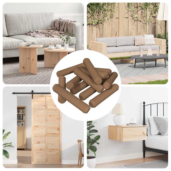 vidaXL Dreven&eacute; kol&iacute;ky 12 pcs Hned&aacute; &Oslash;8 x 35 mm Dreven&yacute; mas&iacute;v