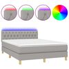 vidaXL Posteľ boxsping s matracom a LED bledosiv&aacute; 140x200 cm l&aacute;tka