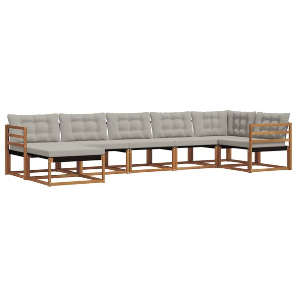 vidaXL Z&aacute;hradn&aacute; s&uacute;prava gaučov s vank&uacute;&scaron;om 7 pcs Pr&iacute;rodn&aacute; a svetlosiv&aacute;