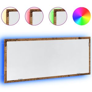 vidaXL K&uacute;peľňov&eacute; zrkadlo s LED star&eacute; drevo 100x8,5x37 cm