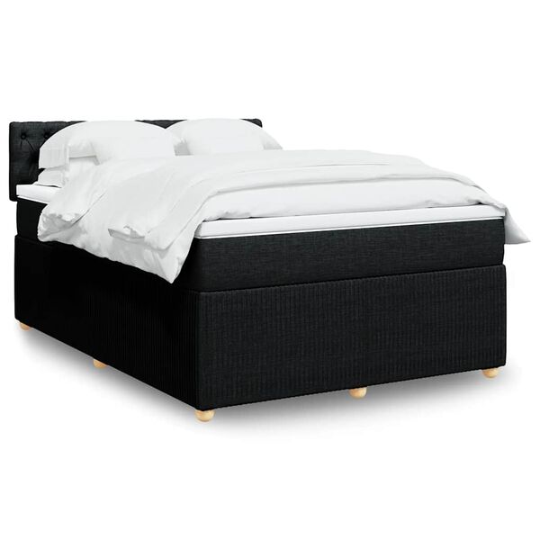 vidaXL Posteľn&yacute; r&aacute;m boxspring s matracom čierny 160x200 cm l&aacute;tka