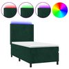 vidaXL Posteľn&yacute; r&aacute;m boxsping matrac a LED tmavozelen&yacute; 90x190 cm zamat