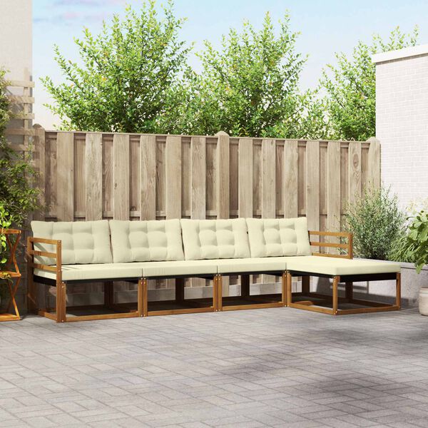 vidaXL Z&aacute;hradn&aacute; s&uacute;prava gaučov s vank&uacute;&scaron;om 5 pcs Pr&iacute;rodn&aacute; a kr&eacute;mov&aacute;