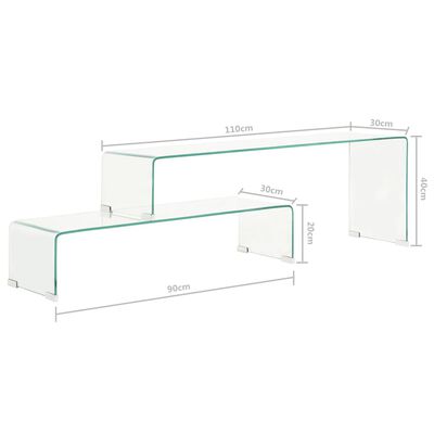 vidaXL Konferenčné stolíky 2 ks 90x30x20/110x30x40 cm, tvrdené sklo