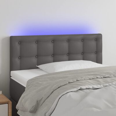 vidaXL Čelo postele s LED sivé 80x5x78/88 cm umelá koža