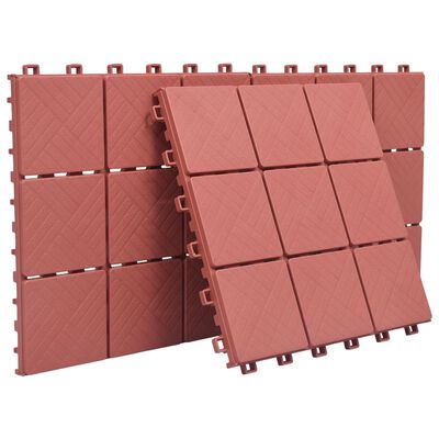 vidaXL Podlahové dlaždice 10 ks, červené 30,5x30,5 cm, plast