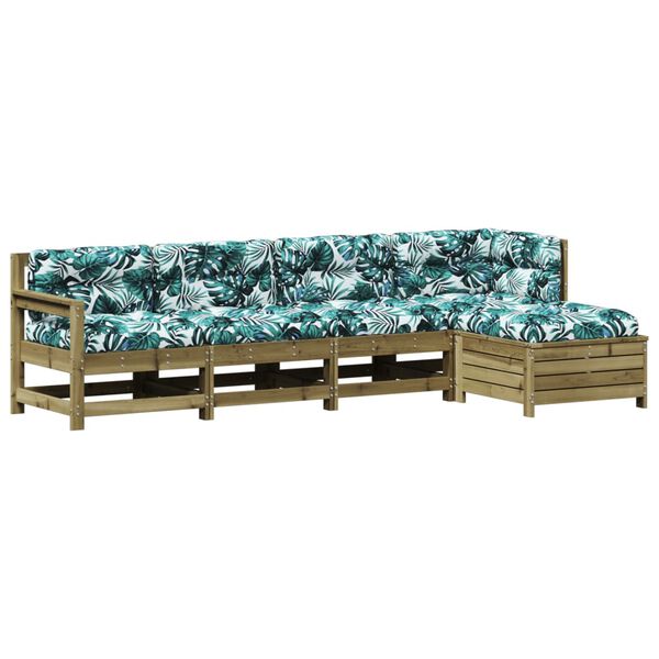 vidaXL 5-dielna z&aacute;hradn&aacute; sedacia s&uacute;prava s vank&uacute;&scaron;mi impreg. borovica