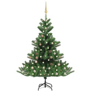 vidaXL Umel&yacute; vianočn&yacute; stromček jedľa Nordmann LED a gule zelen&yacute; 150 cm