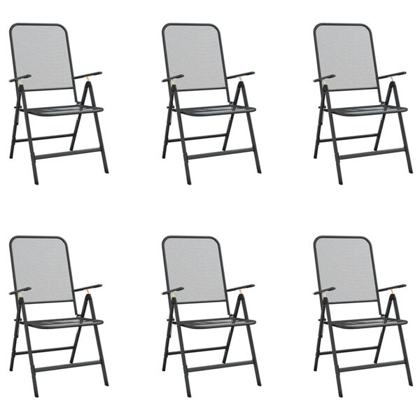 vidaXL 7-dielna záhradná jedálenská sada antracitová kovová sieťovina