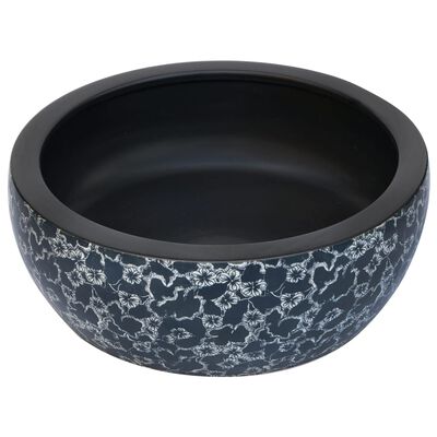 vidaXL Umývadlo na dosku čierno-modré okrúhle Φ41x14 cm keramické