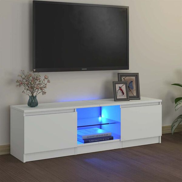 vidaXL TV skrinka s LED svetlami biela 120x30x36 cm