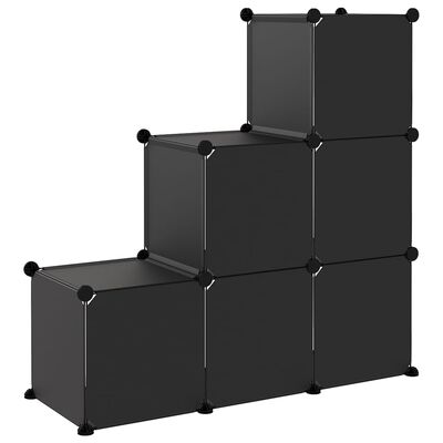 vidaXL Organizér v tvare úložných kociek so 6 kockami čierny PP