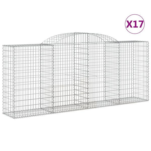 vidaXL Obl&uacute;kov&eacute; gabionov&eacute; ko&scaron;e 17 ks 300x50x120/140 cm pozink. železo