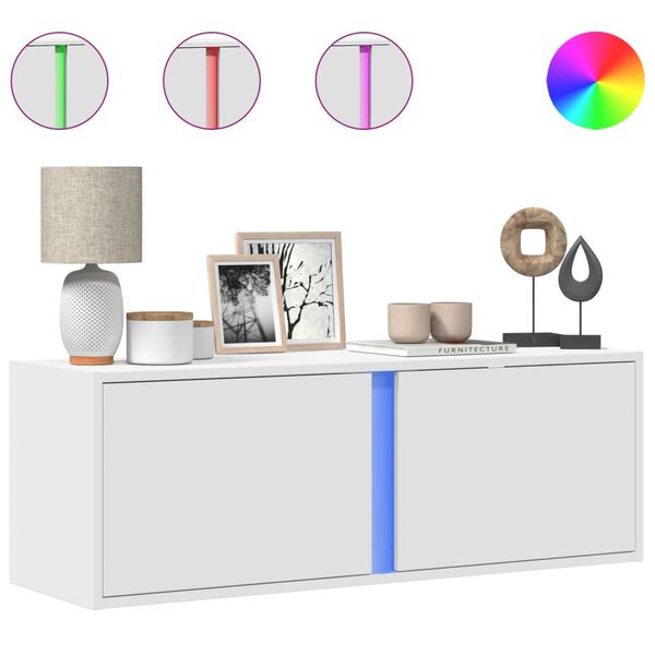 vidaXL TV n&aacute;stenn&aacute; skrinka s LED svetlami biela 100x31x35 cm