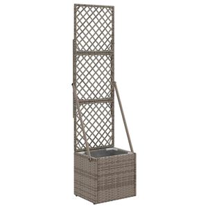 vidaXL Z&aacute;hradn&yacute; kvetin&aacute;č s trellis Siv&aacute; 35 x 30 x 135 cm polyratan