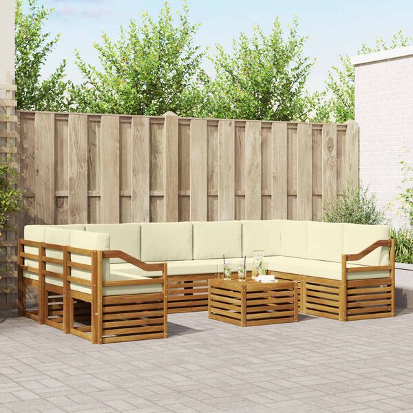 vidaXL S&uacute;pravy pohoviek 10 pcs Pr&iacute;rodn&aacute; a kr&eacute;mov&aacute; Pevn&eacute; ak&aacute;ciov&eacute; drevo