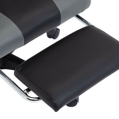 vidaXL Herná stolička s opierkou na nohy, sivo čierna, umelá koža