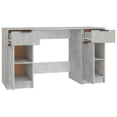 vidaXL Stôl s bočnou skrinkou betónovo sivý spracované drevo