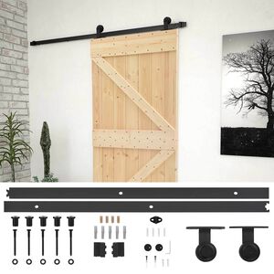 vidaXL Posuvn&eacute; dvere 90 x 210 cm Borovicov&yacute; mas&iacute;v Pr&iacute;rodn&aacute; a čierna