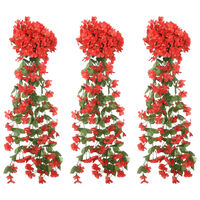 vidaXL Umelé kvetinové girlandy 3 ks červené 85 cm