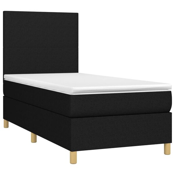 vidaXL Posteľn&yacute; r&aacute;m boxspring s matracom čierny 90x200 cm l&aacute;tka