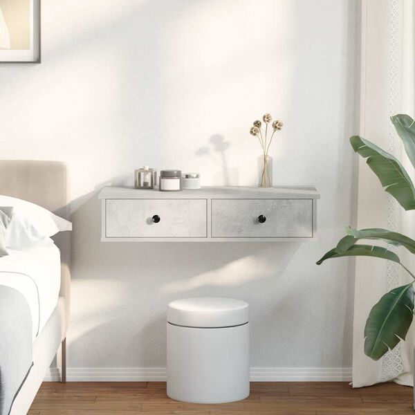 vidaXL Nástenná polica so zásuvkami betónovo sivá kompozitné drevo