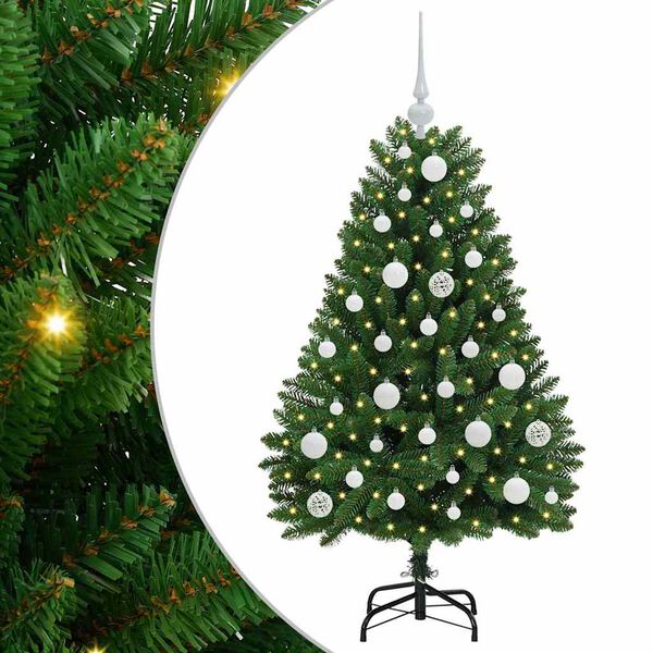 vidaXL Umel&yacute; vianočn&yacute; stromček s 150 LED-i Zelen&aacute; 120 cm PVC a kov
