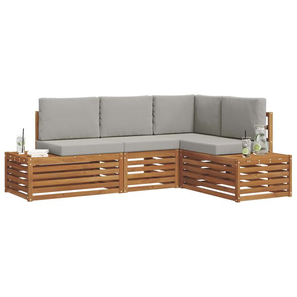 vidaXL Z&aacute;hradn&aacute; s&uacute;prava gaučov s vank&uacute;&scaron;om 4 Kus Pr&iacute;rodn&aacute; a svetlosiv&aacute;