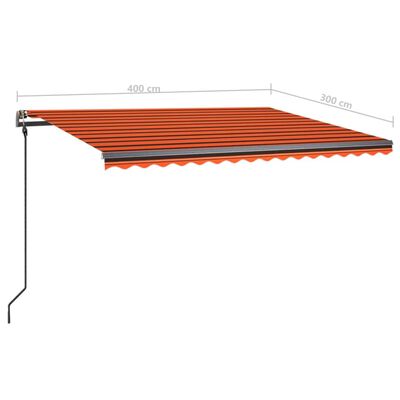 vidaXL Ručne zaťahovacia markíza so stĺpikmi 4x3 m oranžovo-hnedá