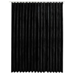 vidaXL Zatemňovac&iacute; z&aacute;ves s h&aacute;čikmi, zamat, čierny 290x245 cm